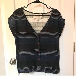 Ace & Jig navy blue quilted button blouse size S